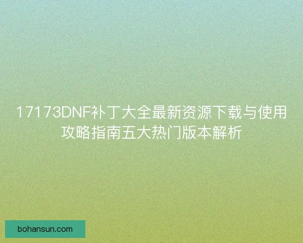 17173DNF补丁大全最新资源下载与使用攻略指南五大热门版本解析